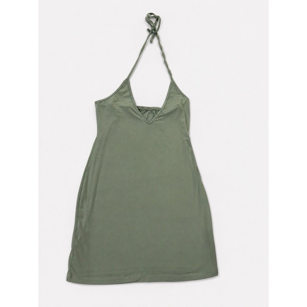Blush Mark Sage Green Halter Mini Dress Women’s Size M Stretch Casual Bodycon